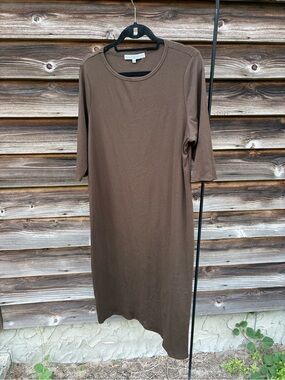 Brown Midi Shift Dress